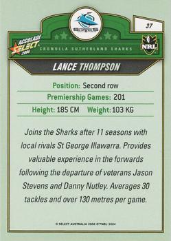 2006 Select Accolade #37 Lance Thompson Back